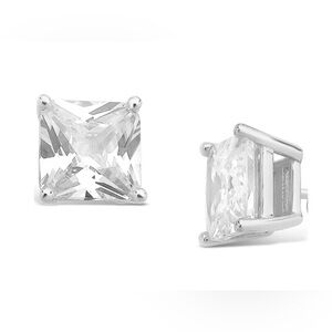 JEWLPIRE 18KGP Sterling Silver Square Cut Earrings in Box